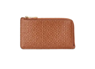 LOEWE Repeat Coin Cardholder In Embossed Silk Calfskin "Tan"