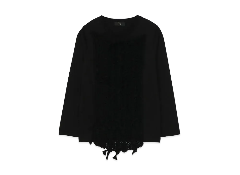 Yohji Yamamoto Y's COTTON PLAIN STITCH LS T WITH KNIT "Black"