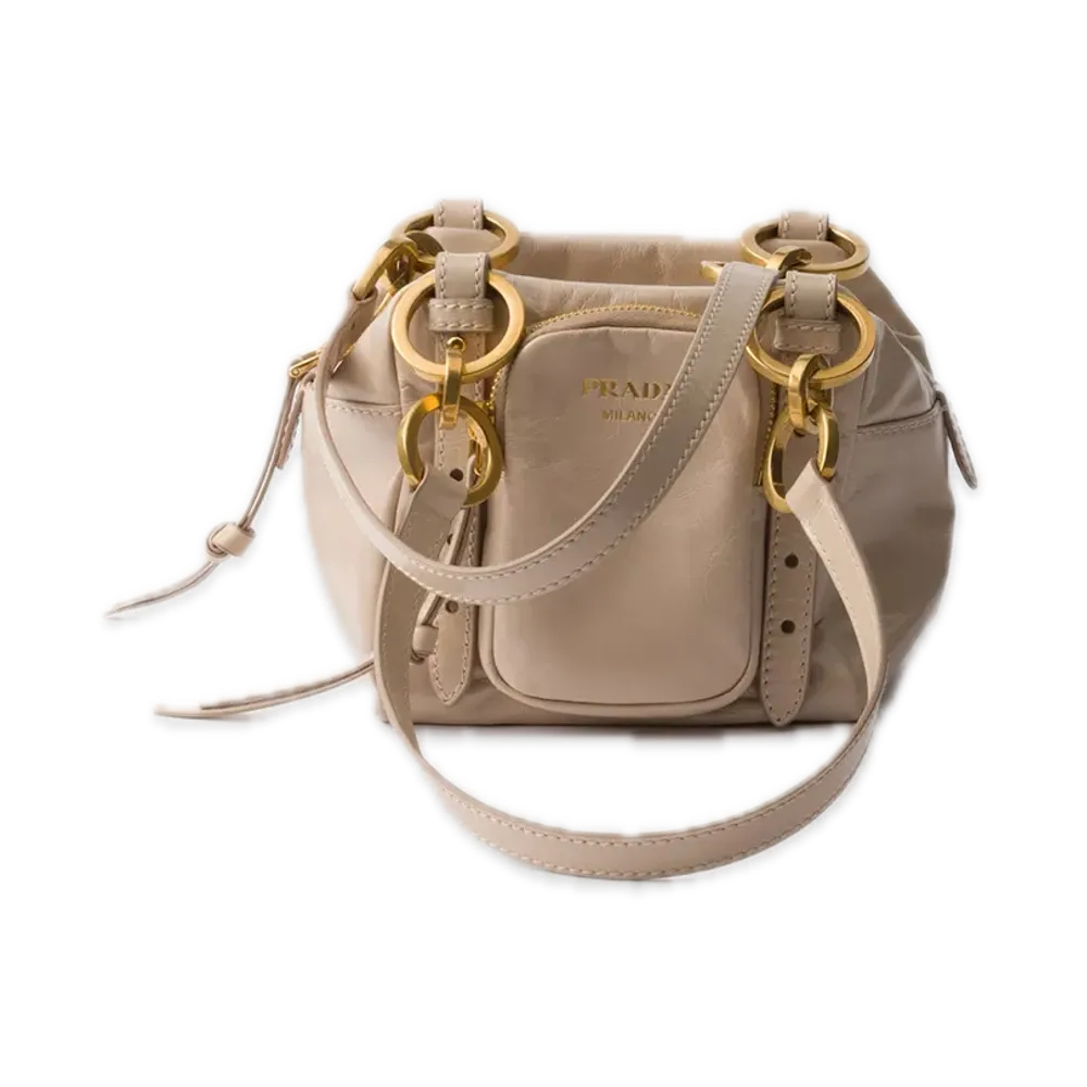 PRADA Dangle Leather Top-Handle Mini Bag "Pink Beige"