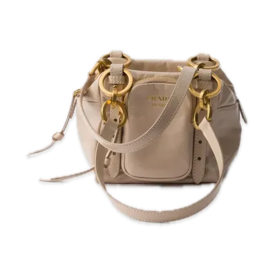 PRADA Dangle Leather Top-Handle Mini Bag "Pink Beige"