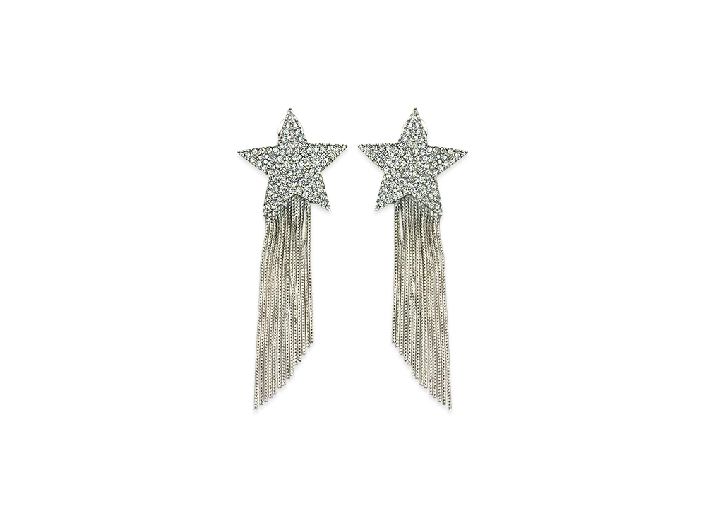 Saint Laurent Women's Star & Love Earrings "Silver"