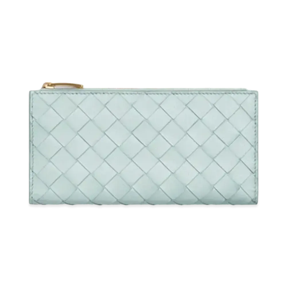 Bottega Veneta Bifold Zip Wallet "Teal Washed"