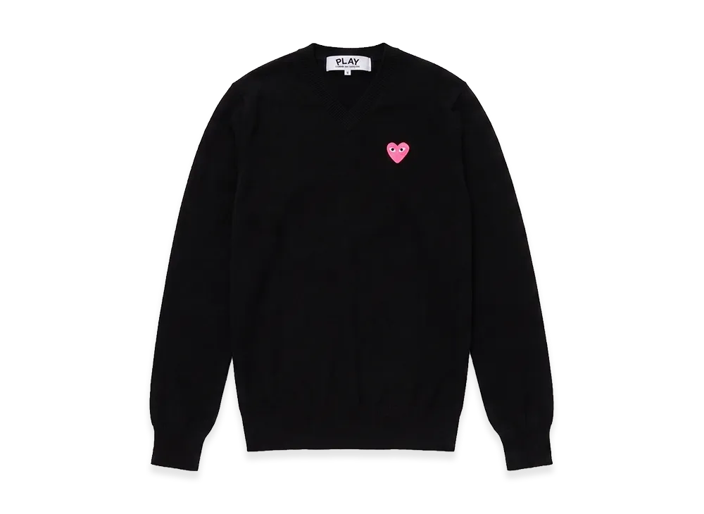 PLAY COMME des GARCONS V-Neck Sweater "Black"