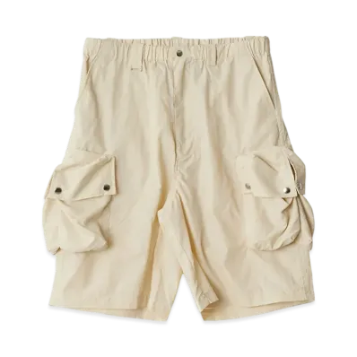 YOKE Light Nylon Taslan Multi Pockets Utility Shorts "Ecru"