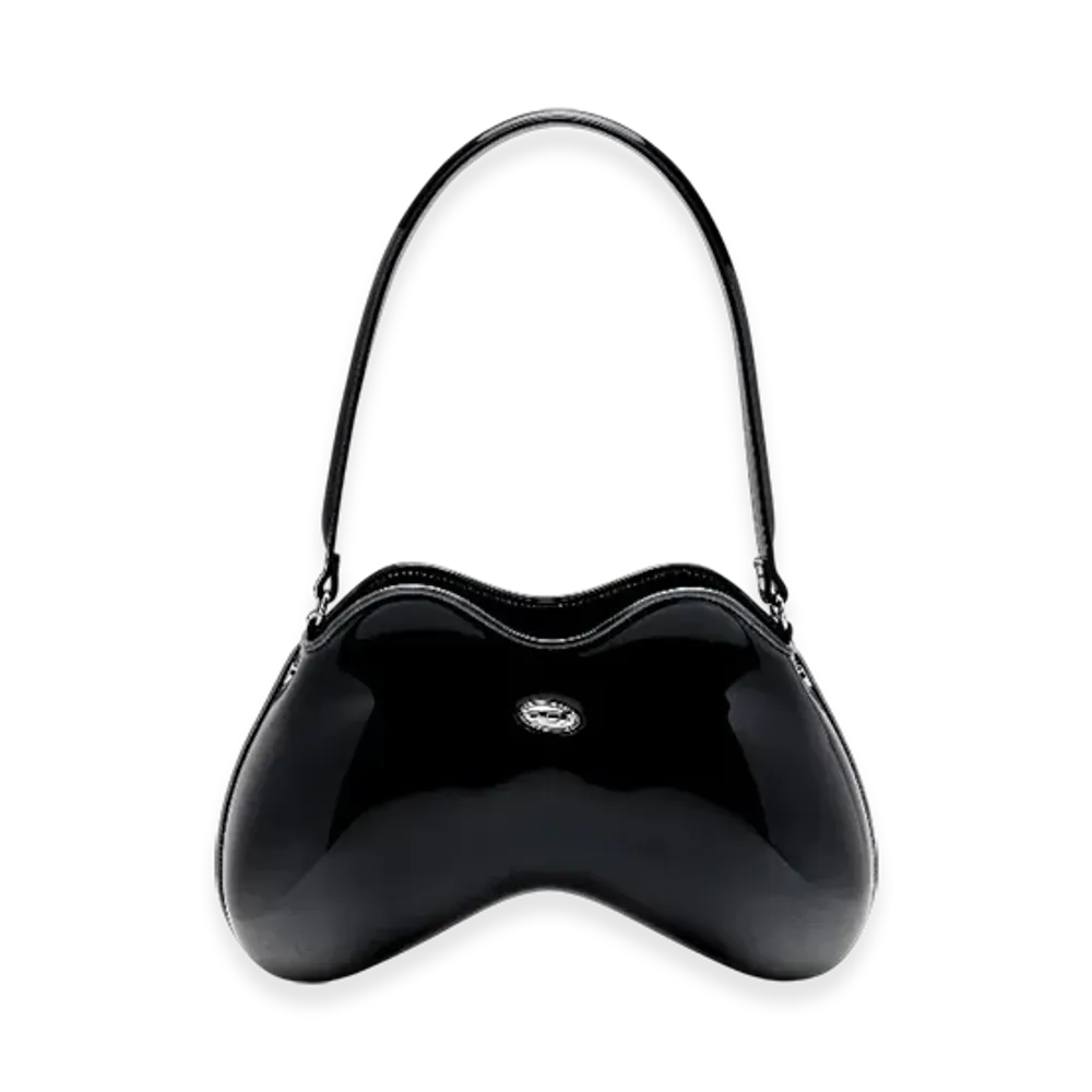 Diesel Double-D Shoulder Double-D-Rigid Shoulder Bag In Degrade Glossy Pu "Black"