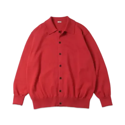 A.PRESSE Cotton Knit Polo Collar Cardigan "Red"