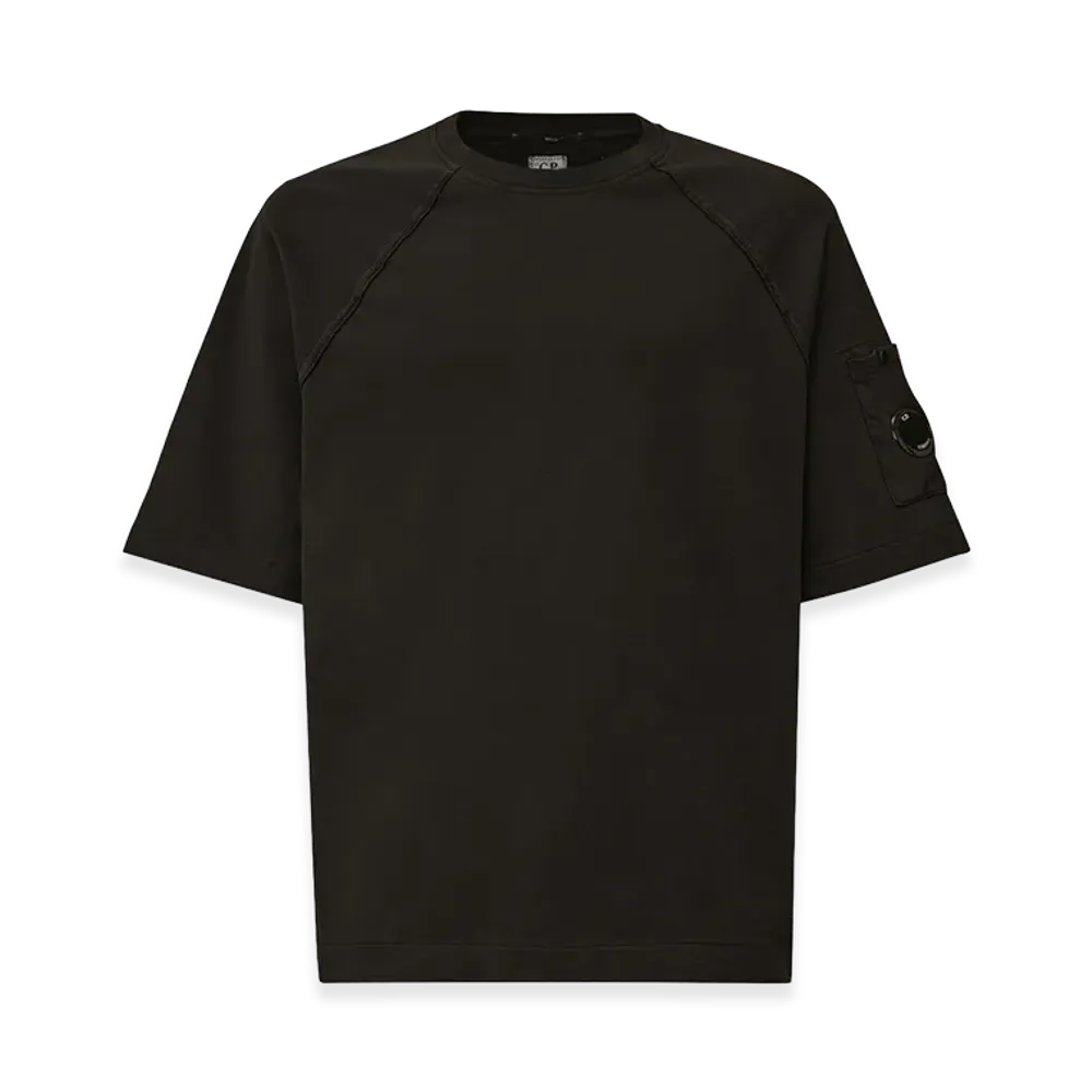 C.P. Company Light Fleece Short Sleeve Sweatshirt "Black"