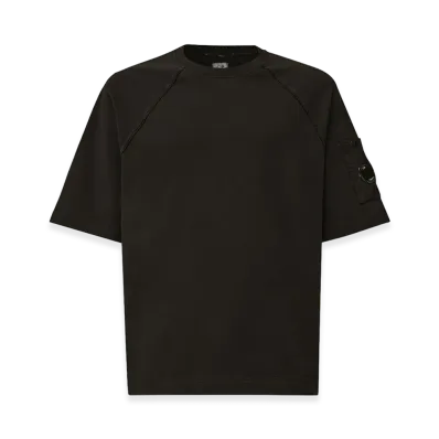 C.P. Company Light Fleece Short Sleeve Sweatshirt "Black"
