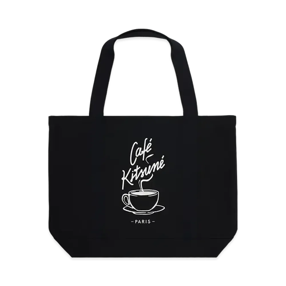 Maison Kitsune Cafe Fox Coffee Cup Tote Bag "Black"