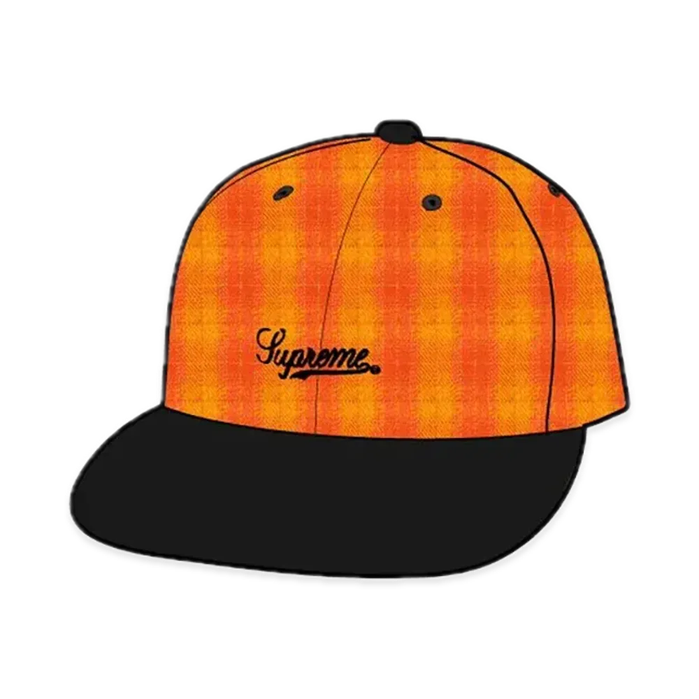 Supreme Script Logo 6-Panel "Orange Plaid"