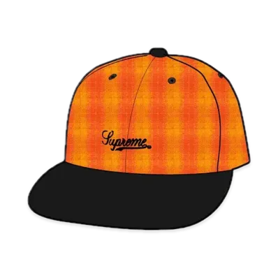Supreme Script Logo 6-Panel "Orange Plaid"