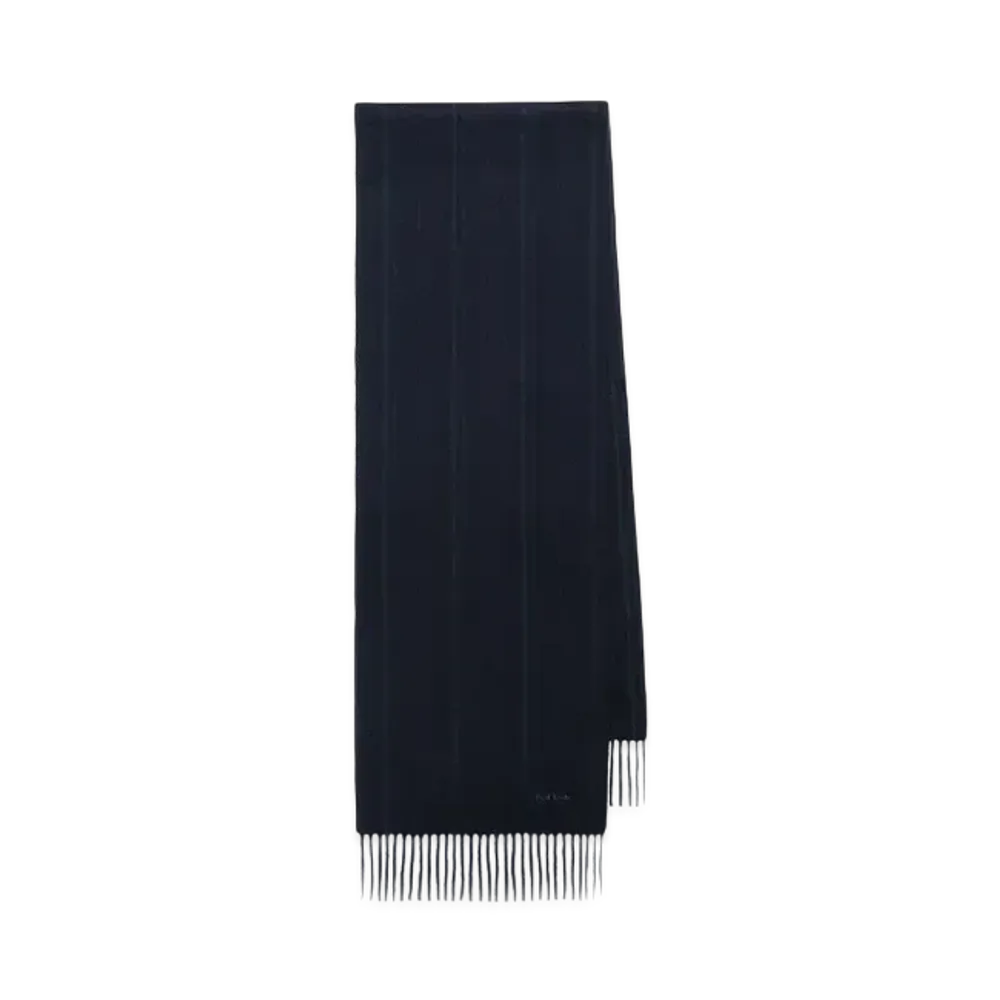 Paul Smith All-Over Stripe Cashmere-Blend Scarf "Navy"
