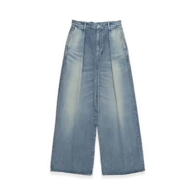 Graphpaper minus Recycled Cotton Denim Two Tuck Wide Pants "Light Fade"