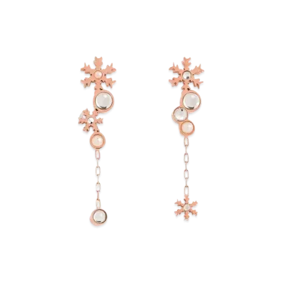 CHARLES & KEITH Snowflake Motif Pearl & Crystal Drop Earrings "RoseGold"
