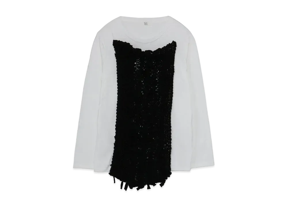 Yohji Yamamoto Y's COTTON PLAIN STITCH LS T WITH KNIT "White"