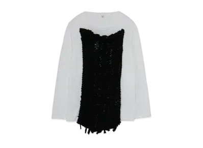 Yohji Yamamoto Y's COTTON PLAIN STITCH LS T WITH KNIT "White"