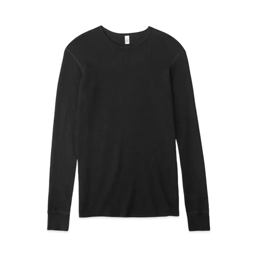 Los Angeles Apparel Poly-Cotton Thermal Long Sleeve Crewneck "Black"