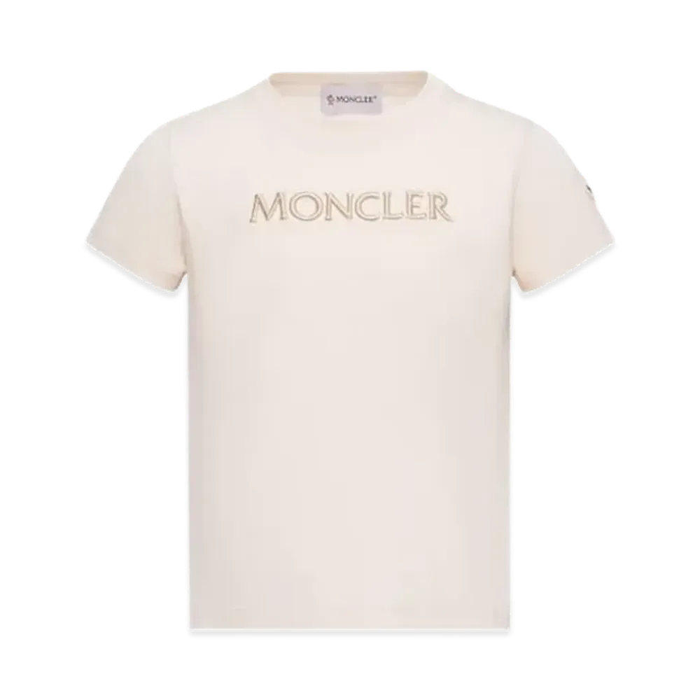 MONCLER Kids Logo Embroidery T-Shirt "Beige"