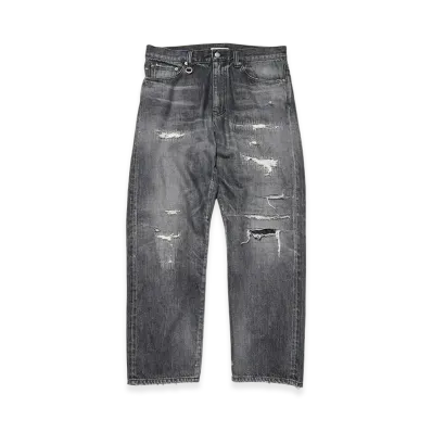 uniform experiment Damaged Denim Regular-Fit Jeans "Black"