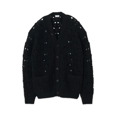 YOKE Distorted Cable-Knit Cardigan "Black"