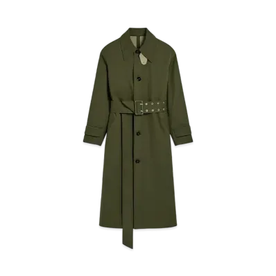 AMI PARIS Cotton Belted Mac Coat "Loden/Laurier"