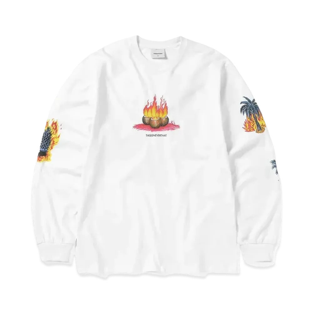 thisisneverthat Burning Palm Tree L/S Tee "White"