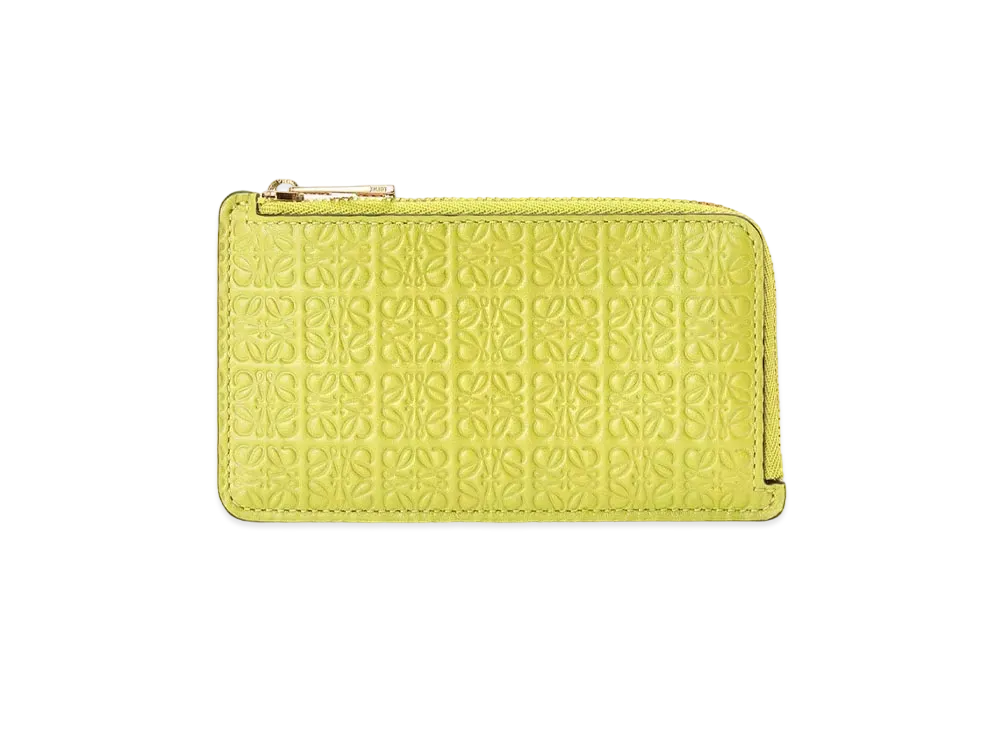 LOEWE Repeat Coin Cardholder In Embossed Silk Calfskin "Lime Yellow"