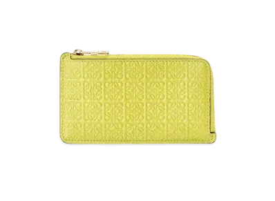 LOEWE Repeat Coin Cardholder In Embossed Silk Calfskin "Lime Yellow"