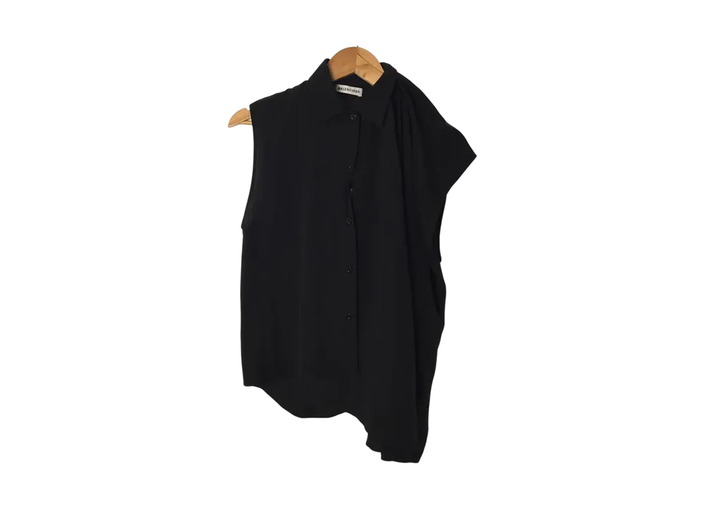 バレンシアガ ノースリーブアシンメトリーブラウス "ブラック" 558176