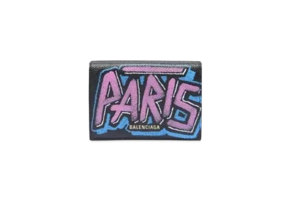 BALENCIAGA Ville Graffiti Mini Wallet "Black"
