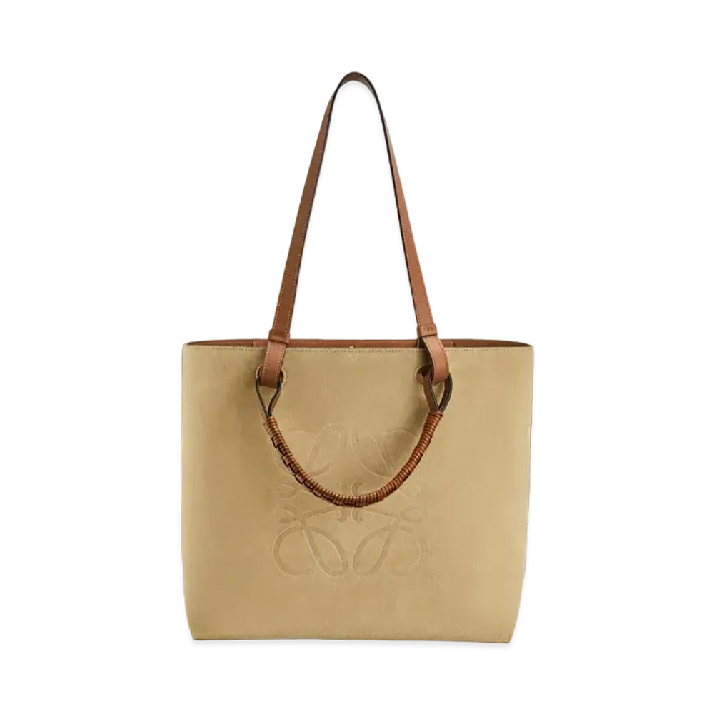 LOEWE Anagram Tote Bag In Classic Calfskin And Suede "Gold"