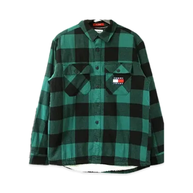 TOMMY JEANS Back Boa Overcheck Shirt "DarkTurfGreen/Check"