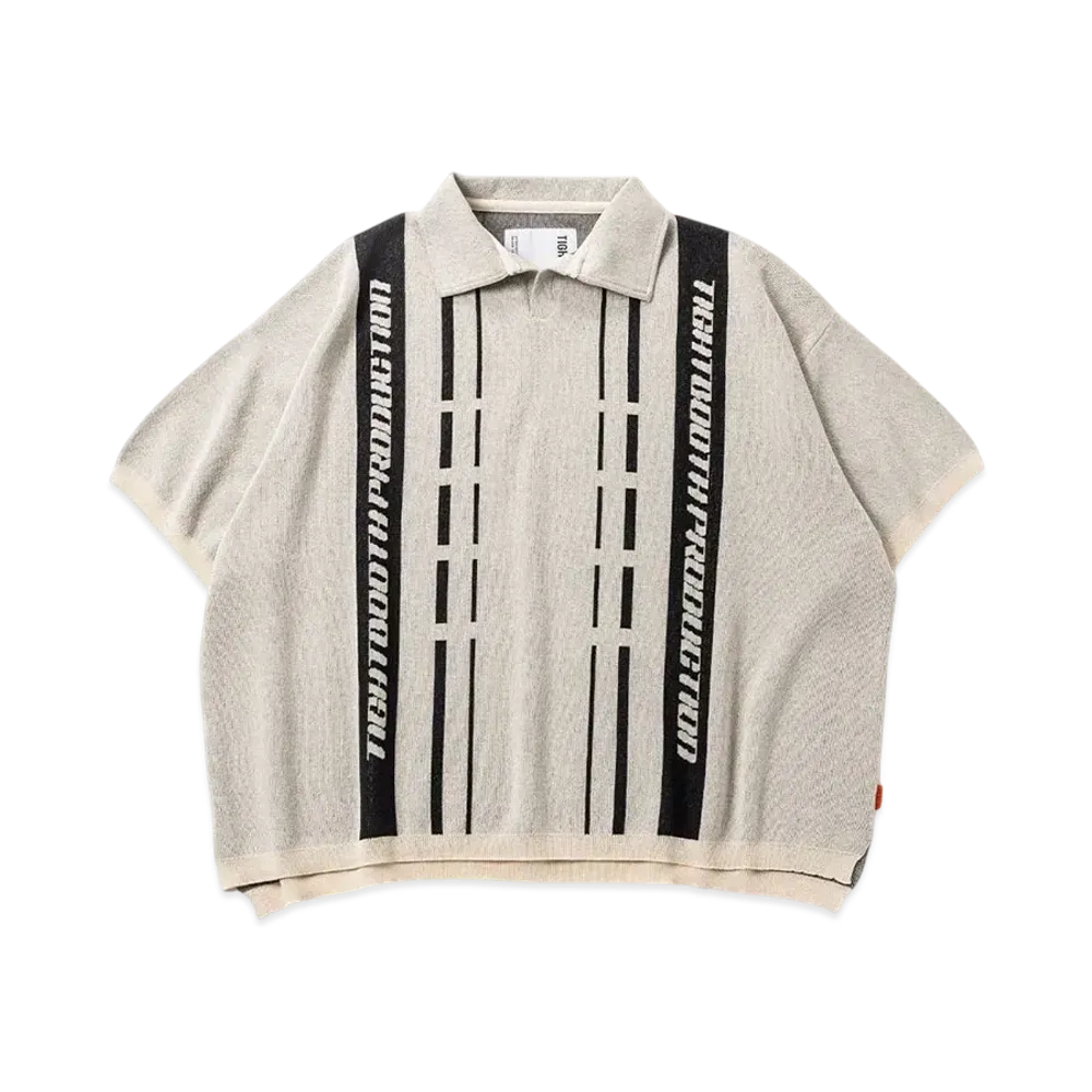 TIGHTBOOTH Stripe Knit Open Polo "Ivory"