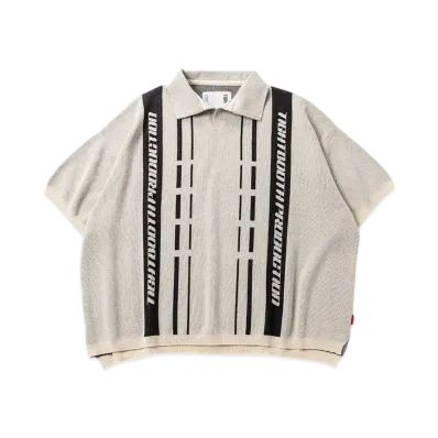 TIGHTBOOTH Stripe Knit Open Polo "Ivory"
