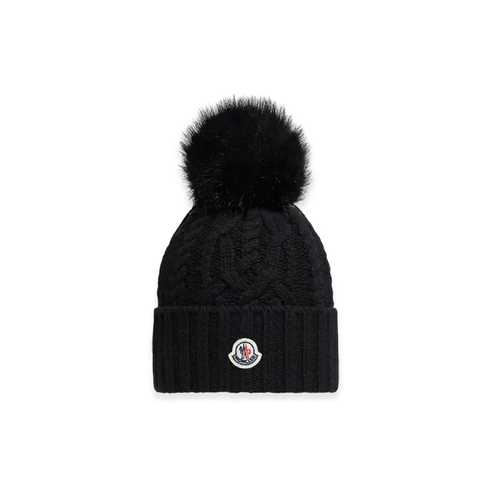 MONCLER Cashmere Blend Beanie with Pom Pom "Black"