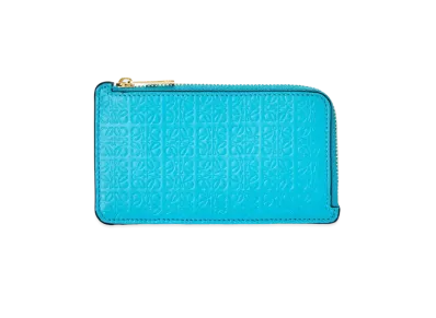 LOEWE Repeat Coin Cardholder In Embossed Silk Calfskin "Cyan"