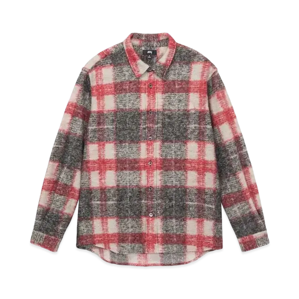 Stussy Plaid Knit Shirt "Red"
