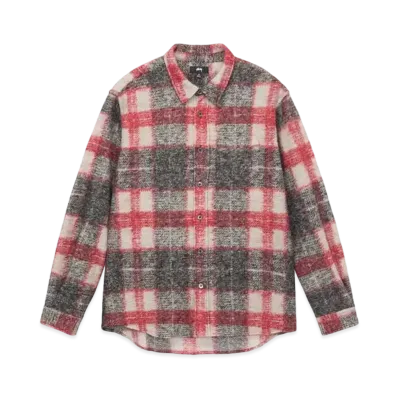 Stussy Plaid Knit Shirt "Red"