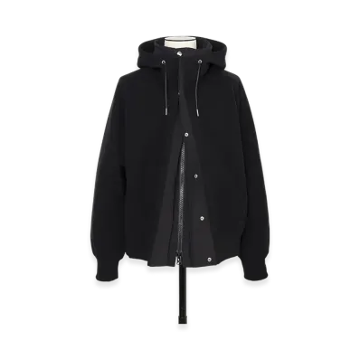 sacai Sponge Sweat x Grosgrain Hoodie "Black"