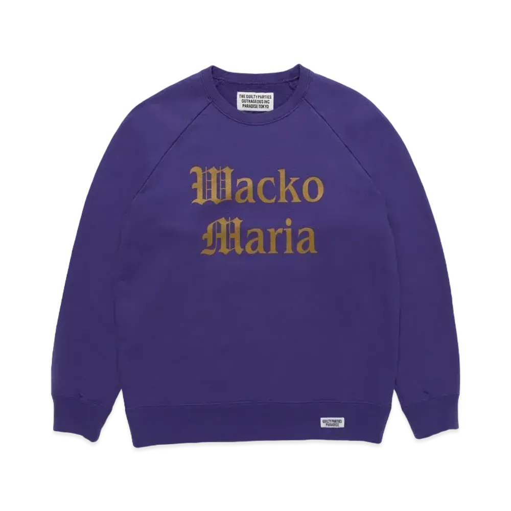 WACKO MARIA WASHED HEAVY WEIGHT SWEAT SHIRT "Purple"