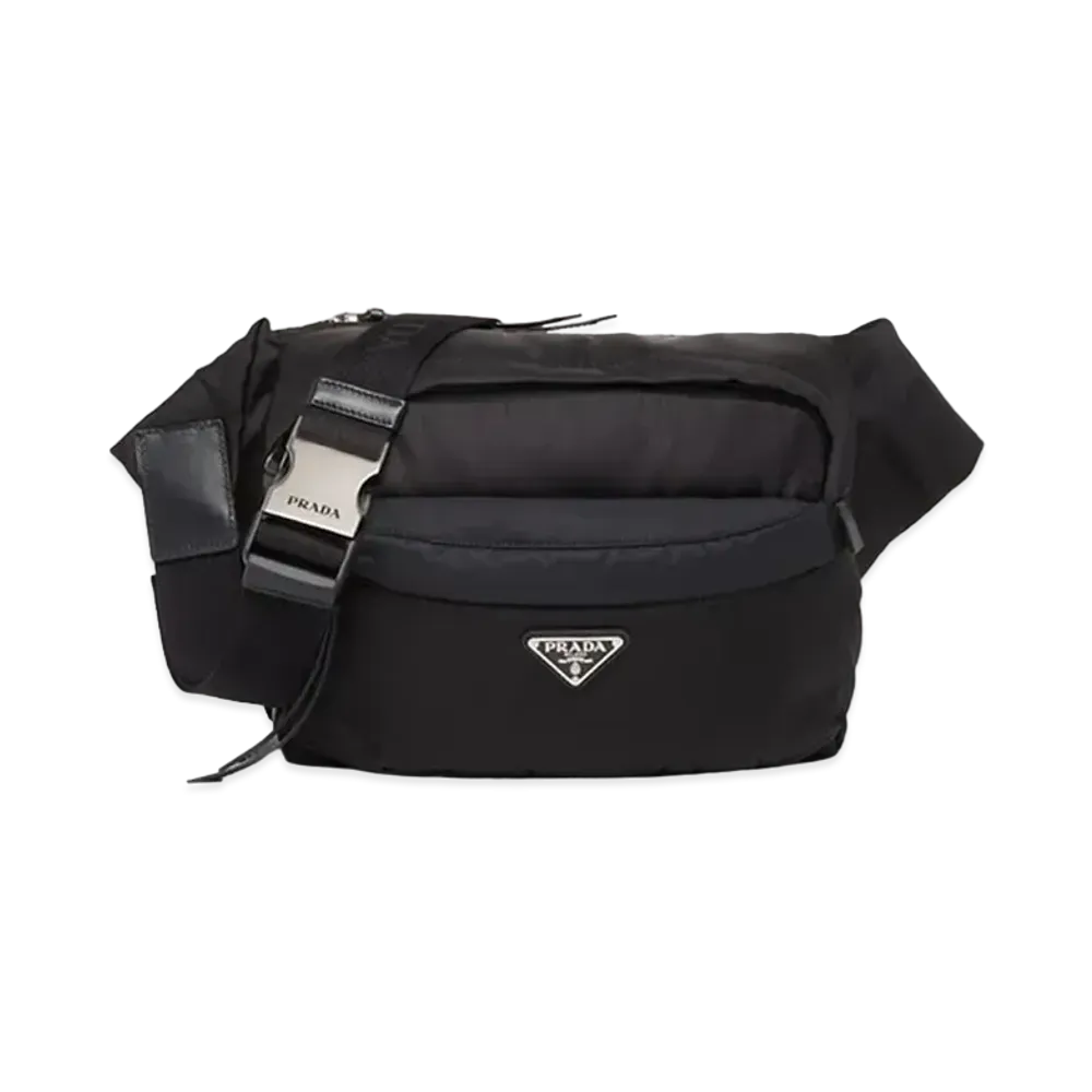 PRADA Re-Nylon Leather Shoulder Bag "Black"
