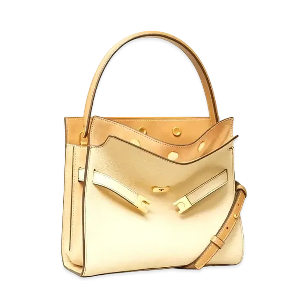 TORY BURCH Lee Radziwill Pubbles Small Double Bag "New Moon"
