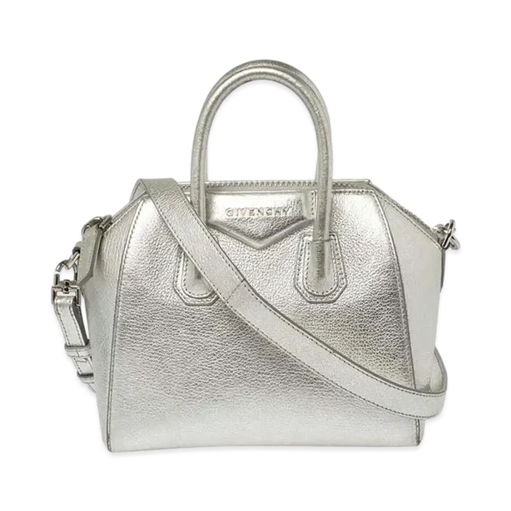 GIVENCHY Antigona Leather 2Way Boston Bag "Silver"