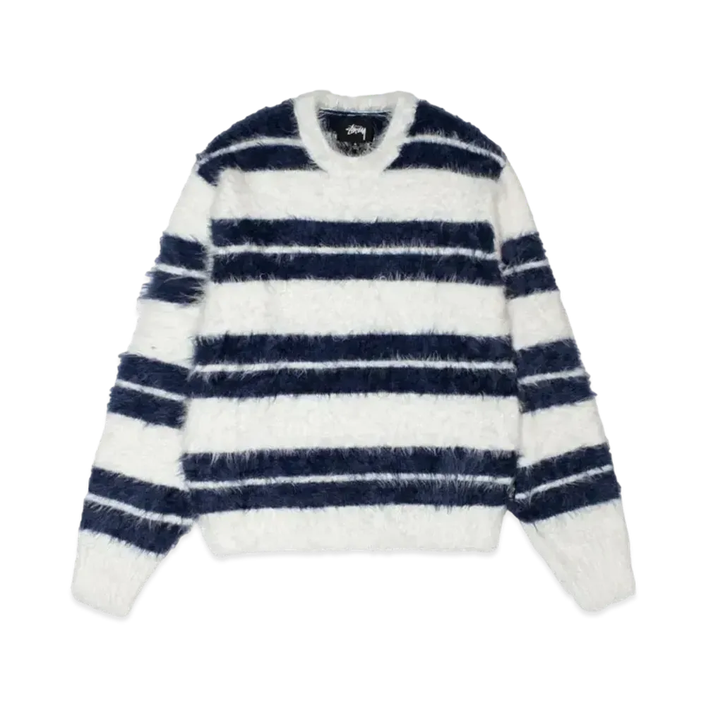 Stussy Hairy Stripe Crew Sweater "Ivory/Navy"