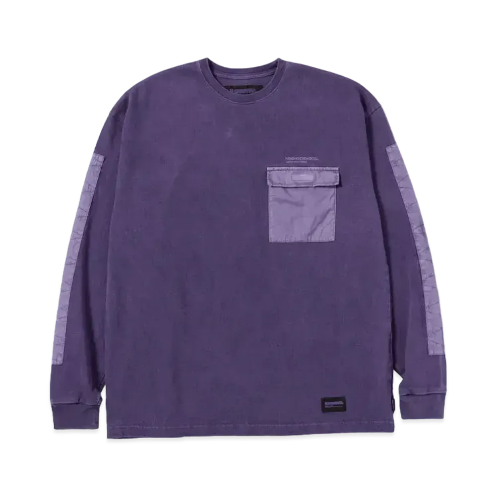 NEIGHBORHOOD Design Pigment Dyed Crewneck LS "Purple"
