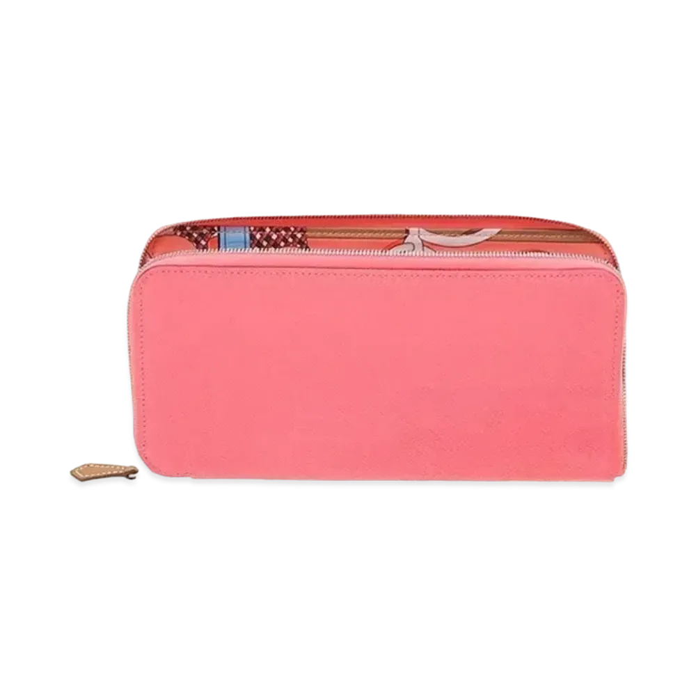 Hermes Azap Silk'In Long Veau Epsom/Silk "Rose Azale/Rose Azale/Silver"