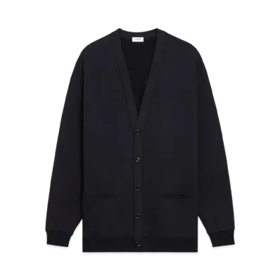 CELINE Oversized Celine Cardigan In Cotton Fleece "Black/White"