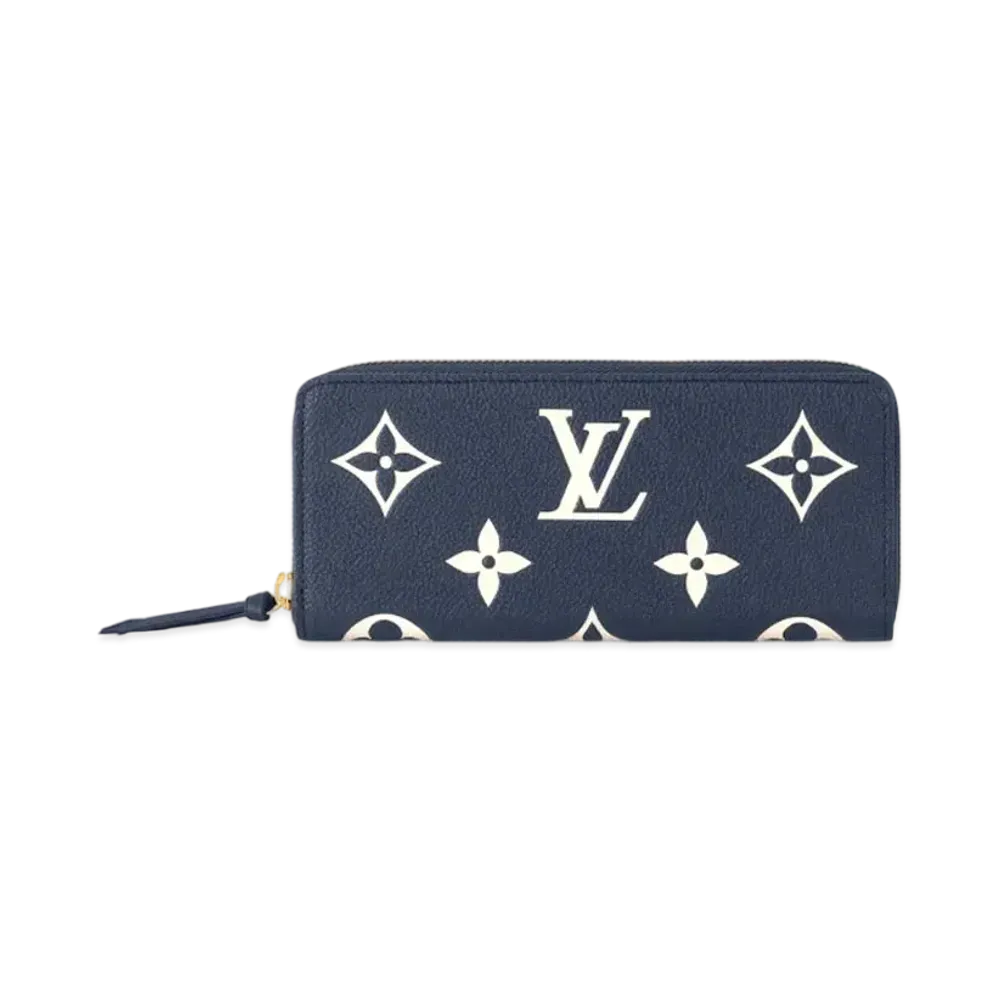 Louis Vuitton Clemence Wallet Bicolor Monogram Empreinte Leather "Navy/Creme"