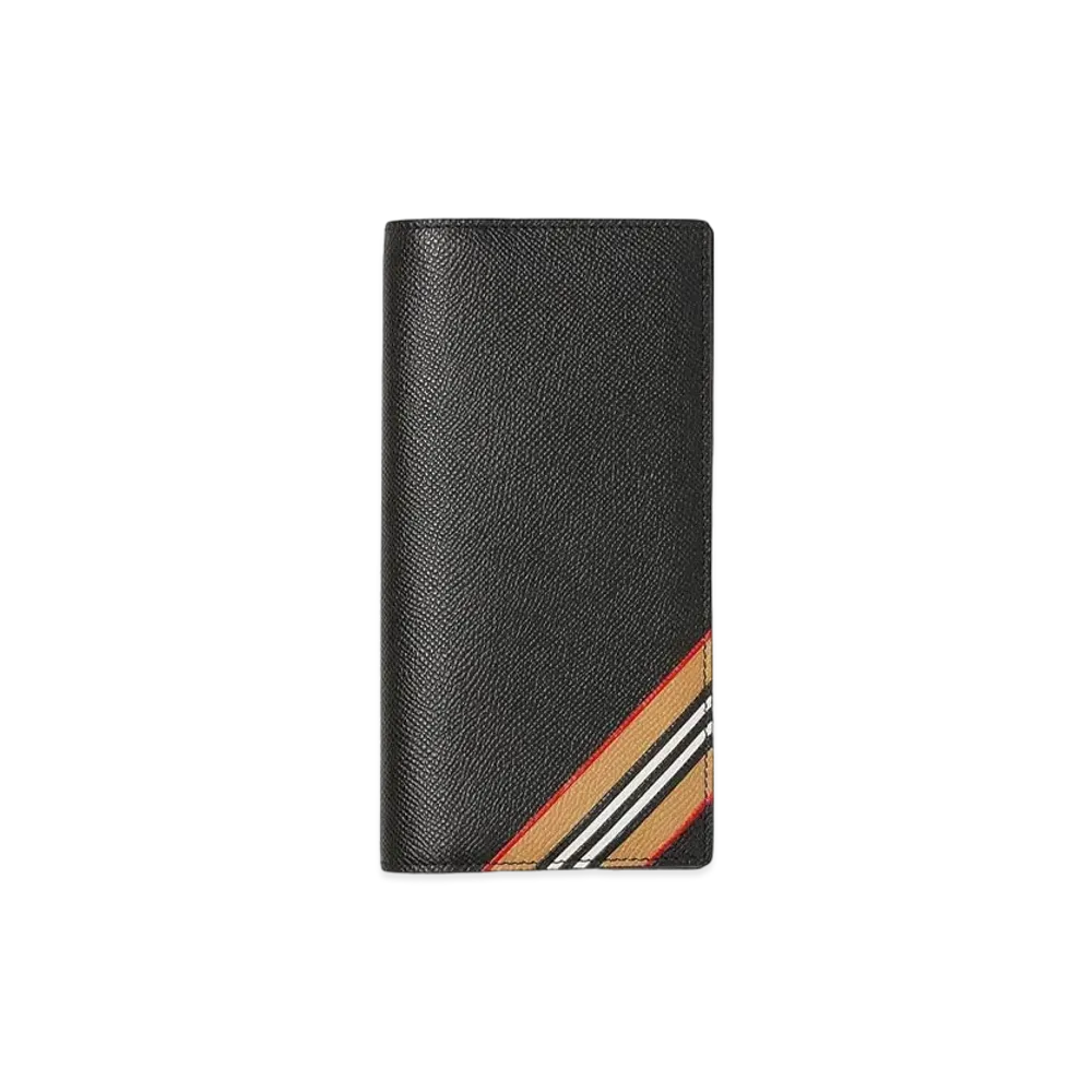 Burberry Icon Stripe Print Grainy Leather Continental Wallet "Black"