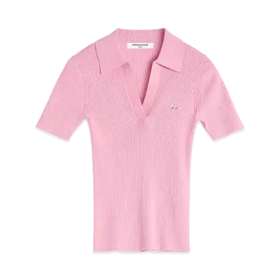 Maison Kitsune Baby Fox Patch Fine Rib Polo "Fraise"